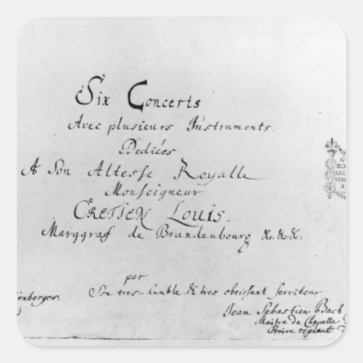 The Brandenburg Concertos, 1721 Vierkante Sticker (Voorkant)