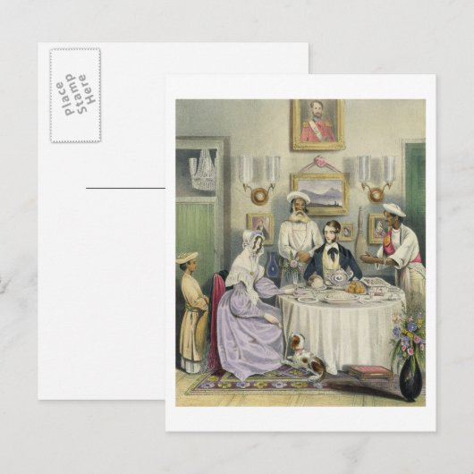 The Breakfast, bord 3 van 'Anglo Indians', engra Briefkaart (Voorkant / Achterkant)