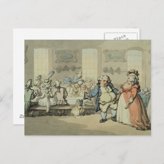 The Breakfast, van "Scenes at Bath" (met/c & inkt  Briefkaart (Voorkant / Achterkant)