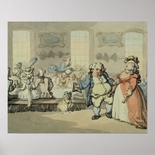 The Breakfast, van "Scenes at Bath" (met/c & inkt  Poster (Voorkant)