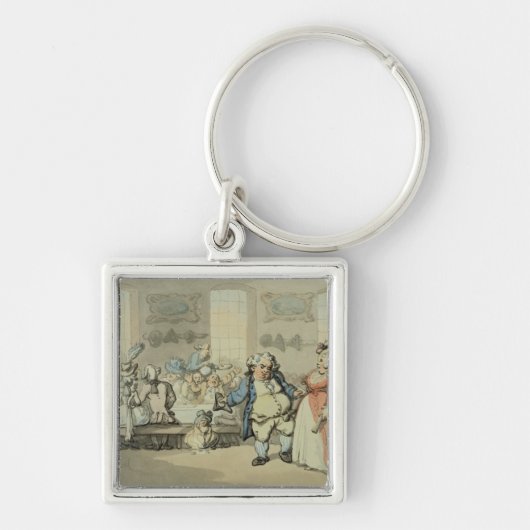 The Breakfast, van "Scenes at Bath" (met/c & inkt Sleutelhanger (Voorkant)