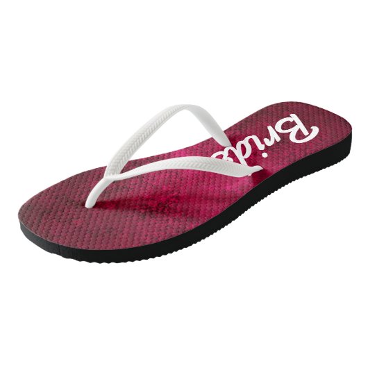 The Bride and Date Mottled Ruby Red Pink Teenslippers (Schuin)