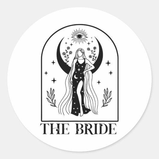 The Bride Coven Witchy Gothic Wedding Bachelorette Ronde Sticker (Voorkant)