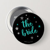 The Bride Disco Bachelorette Teal ID925  Ronde Button 7,6 Cm (Voorkant /achterkant)