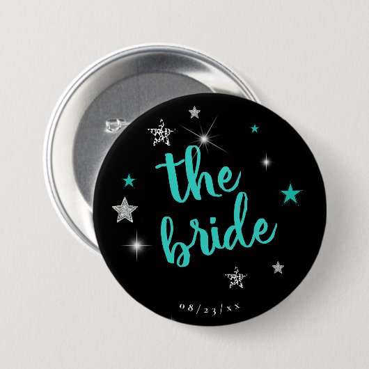 The Bride Disco Bachelorette Teal ID925  Ronde Button 7,6 Cm (Voorkant /achterkant)