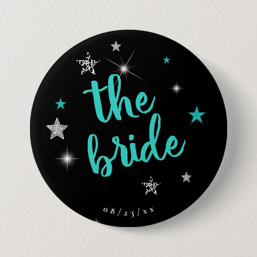 The Bride Disco Bachelorette Teal ID925  Ronde Button 7,6 Cm (Voorkant)