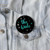 The Bride Disco Bachelorette Teal ID925  Ronde Button 7,6 Cm (In situ)