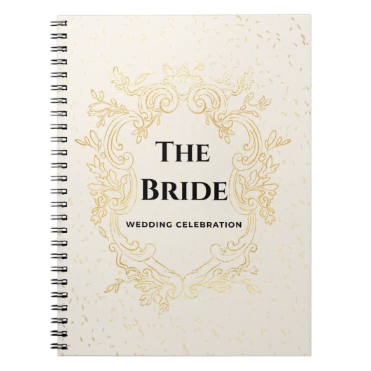 The Bride – Gold Frame Wedding Design notebook Notitieboek (Voorkant)