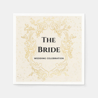The Bride - Gold vintage frame paper napkins Servet