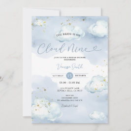 The Bride is Cloud Nine Bridal Shower Gold Glitter Kaart