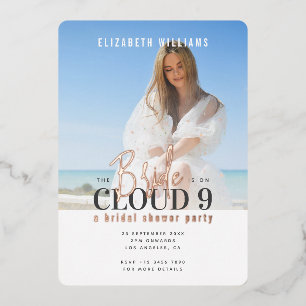 The Bride is On Cloud 9 met Foto Vrijgezellenfeest Folie Uitnodiging