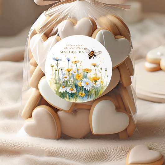The Bride to Bee Daisy waterverf Shower Ronde Sticker