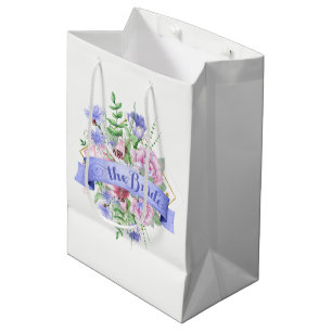 The Bride Typography-Waterverf Flowers Bouquet Medium Cadeauzakje
