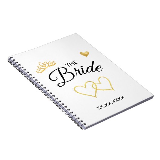 The Bride Wedding Date Elegant Design Notitieboek (Rechterzijde)