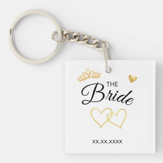 The Bride Wedding Date Elegant Design Sleutelhanger (voorkant)