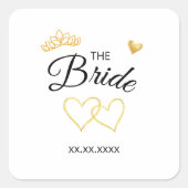 The Bride Wedding Date Elegant Design Vierkante Sticker (Voorkant)