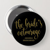 The Bride's Entourage Gold Glitter Bachelorette Ronde Button 4,0 Cm (Voorkant /achterkant)