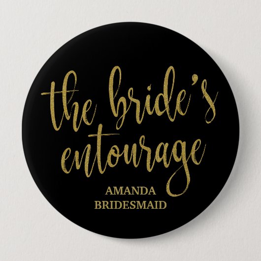 The Bride's Entourage Gold Glitter Bachelorette Ronde Button 4,0 Cm (Voorkant)