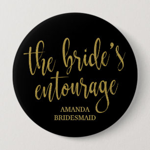 The Bride's Entourage Gold Glitter Bachelorette Ronde Button 4,0 Cm
