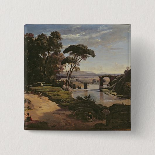 The Bridge at Narni, c.1826-27 Vierkante Button 5,1 Cm (Voorkant)