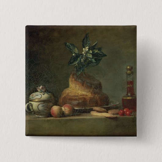 The Brioche of The Dessert, 1763 (olie op canvas) Vierkante Button 5,1 Cm (Voorkant)