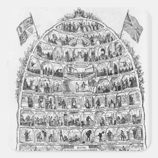 The British Beehive, 1867 Vierkante Sticker (Voorkant)