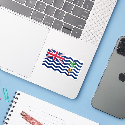 The British Indian Ocean Territory flag, Overseas  Sticker (Laptop met iPhone)
