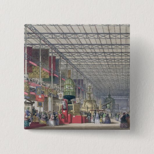 The British Nave of the Great Exhibition, 1851 (co Vierkante Button 5,1 Cm (Voorkant)