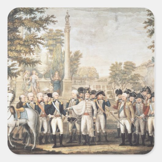 The British Surrendering to General Washington Vierkante Sticker (Voorkant)