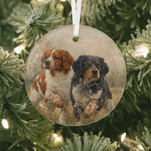 The Brittany spaniel  Glas Ornament (Insitu)