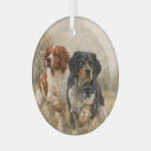 The Brittany spaniel  Glas Ornament (Voorkant links)