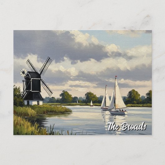The Broads Engeland Reis Briefkaart (Voorkant)
