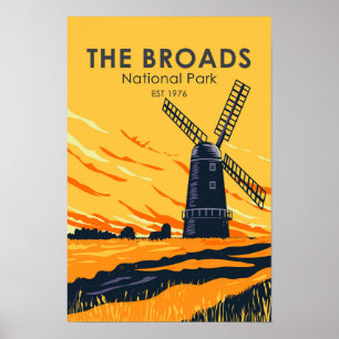 The Broads Nationaal Park Engeland Vintage Poster
