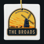 The Broads National Park England  Keramisch Ornament<br><div class="desc">Het vectorkunstwerk van Broads. Het park is een netwerk van voornamelijk bevaarbare rivieren en meren in de Engelse provincies Norfolk en Suffolk.</div>