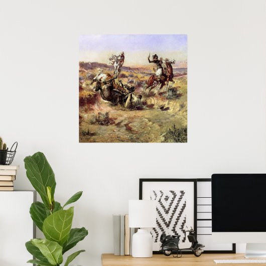 "The Broken Rope" van Charles M Russell Poster (Thuiskantoor)