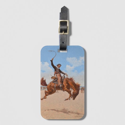 The Bronco Buster (door Frederic Remington) Bagagelabel (Voorkant (verticaal))
