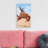 The Bronco Buster (door Frederic Remington) Canvas Afdruk (Insitu (Woonkamer))