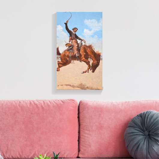 The Bronco Buster (door Frederic Remington) Canvas Afdruk (Insitu (Woonkamer))