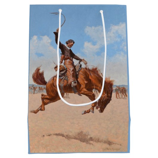 The Bronco Buster (door Frederic Remington) Medium Cadeauzakje (Achterkant)