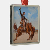 The Bronco Buster (door Frederic Remington) Metalen Ornament (Rechts)