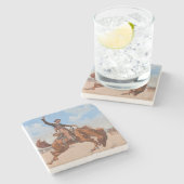 The Bronco Buster (door Frederic Remington) Stenen Onderzetter (Zijkant)