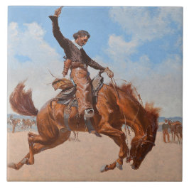 The Bronco Buster (door Frederic Remington) Tegeltje