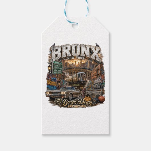 The Bronx New York Boogie Down Stedelijke Collage Cadeaulabel (Voorkant)