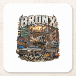 The Bronx New York Boogie Down Stedelijke Collage Kartonnen Onderzetters