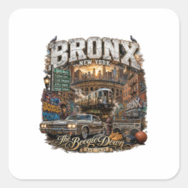 The Bronx New York Boogie Down Stedelijke Collage Vierkante Sticker