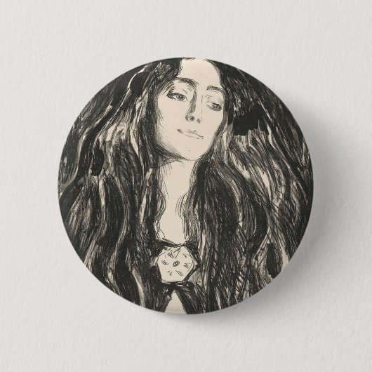 The Brooch Eva Mudocci Edvard Munch Ronde Button 5,7 Cm (Voorkant)