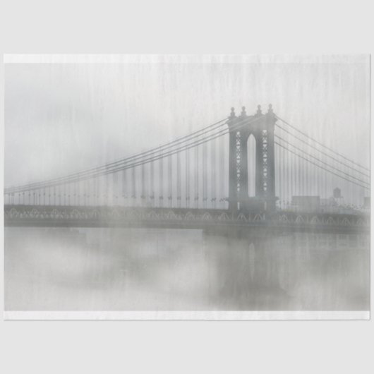 The Brooklyn Bridge in Fog Decoupage Tissuepapier (Voorkant)