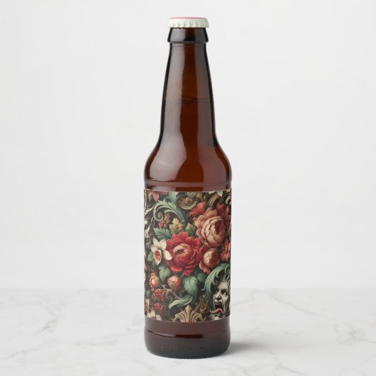 The Brothers Green - Gothic Bloemen Kussen Bier Etiket (Voorkant)