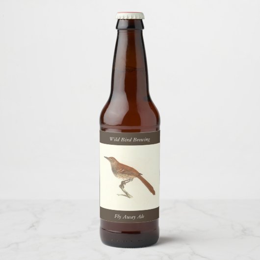 The Brown Thrush of Brown Thrasher, New York Birds Bier Etiket (Voorkant)