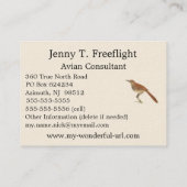 The Brown Thrush of Brown Thrasher, New York Birds Visitekaartje (Achterkant)